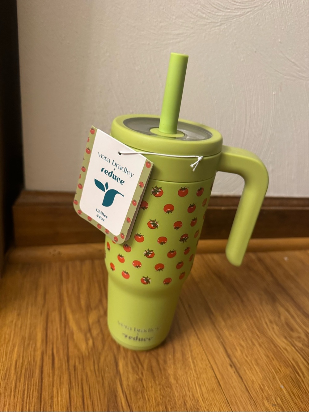 Vera Bradley x Reduce Lime Green Tomato Travel Mug with Handle